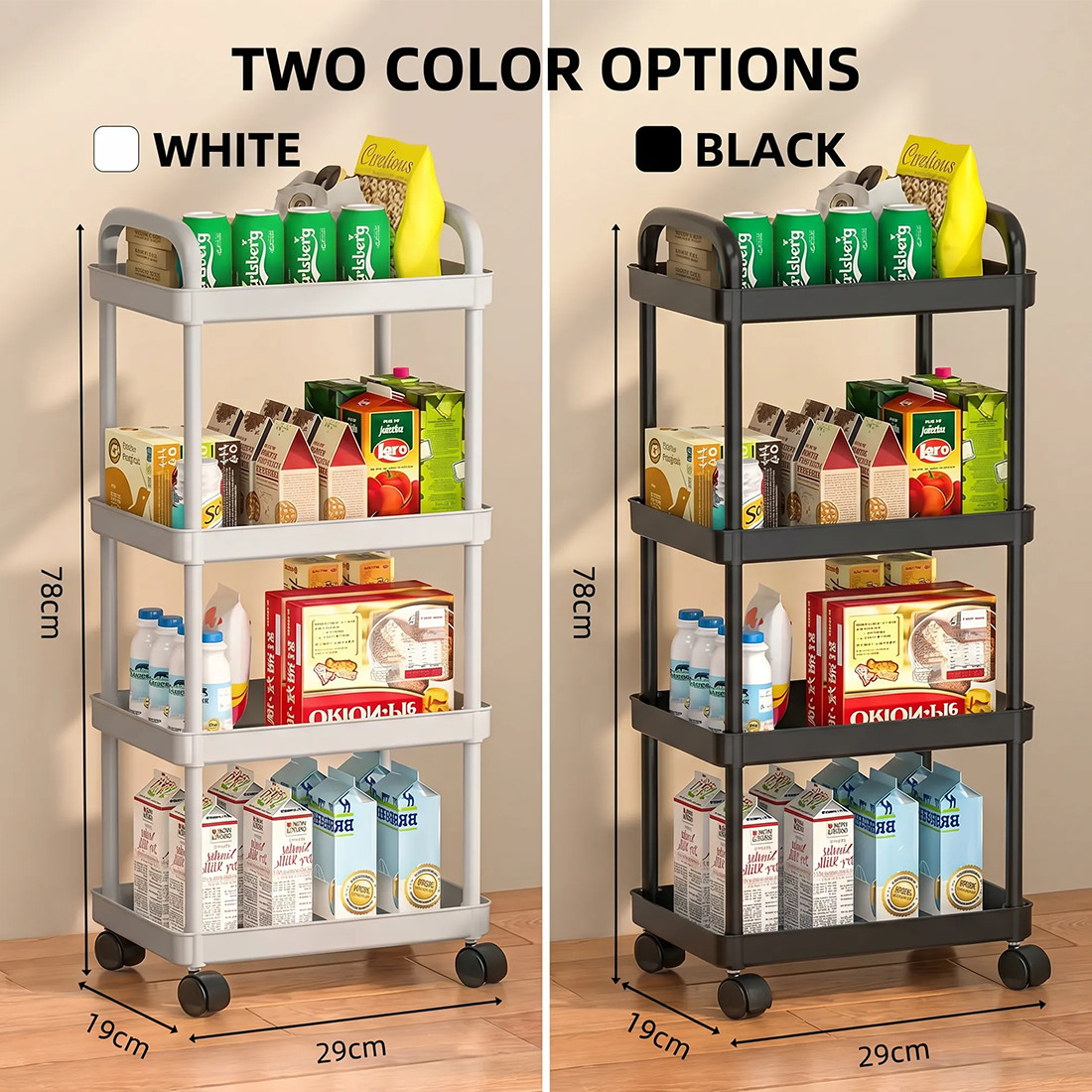 4 Tier Storage Trolley Cart On Wheels Kitchen Bathroom Laundry Narrow Space Rack 6