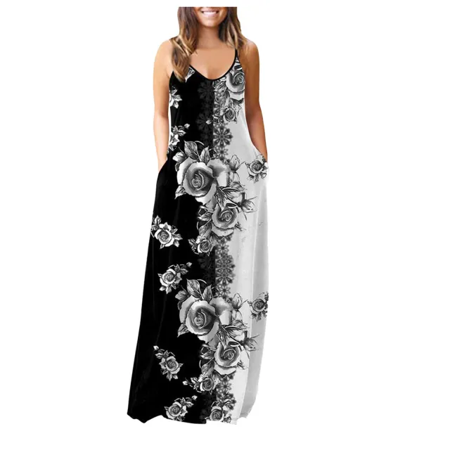 Casual Print Plus Size Sling Long Dress Style8 - Shop at LoveMi