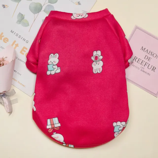Dog Plus Fleece Warm Clothes Printed Pullover Sweater J - Shop at LoveMi