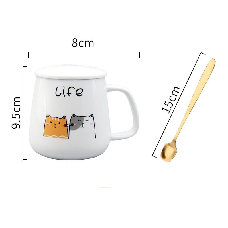 Title 1, Cartoon Ceramic Cat Mug With Lid And Spoon Simp...