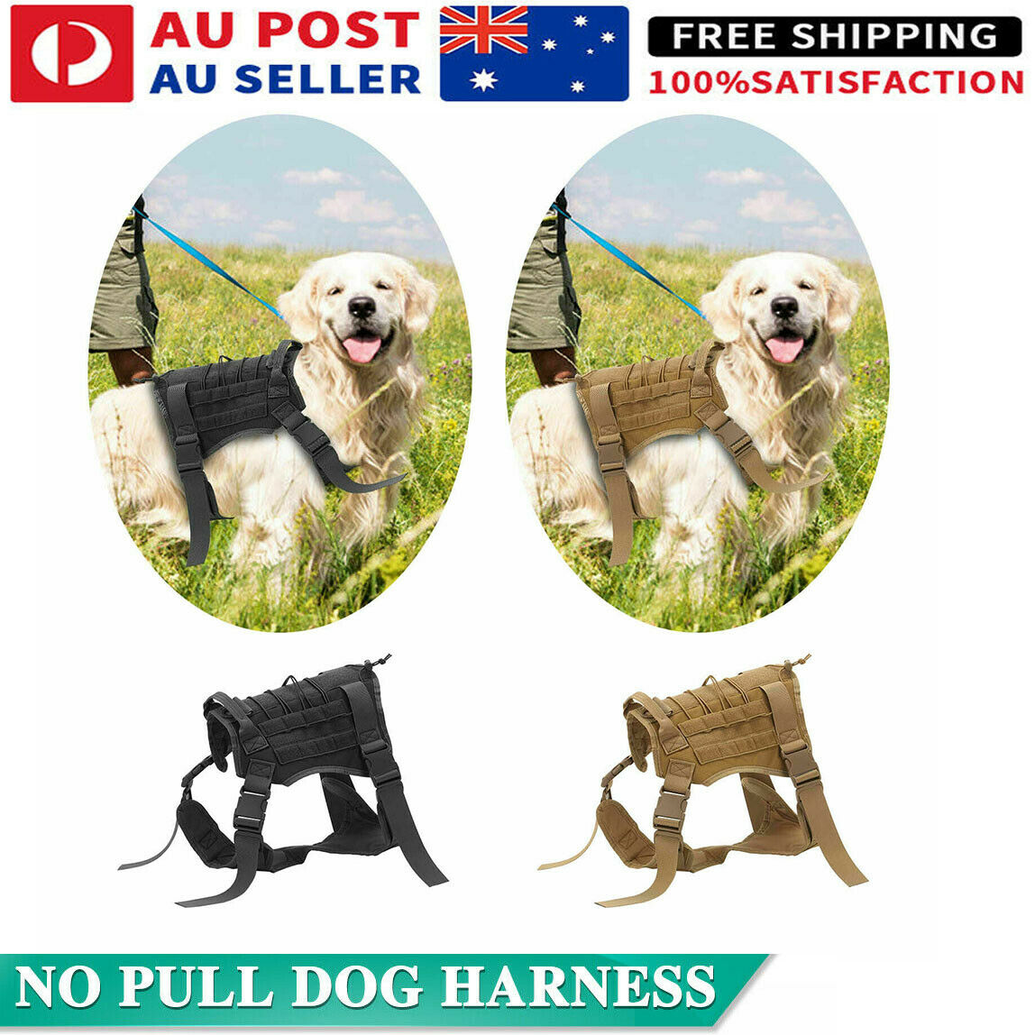 No-pull Dog Harness Pet Puppy Large Dog Vest Adjustable Padded Handle L Size AU,The Color Shipped Is The Same As The Color In The Main Picture. — image 1