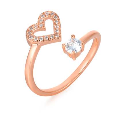 Fashion Loving Heart With Opening Zircon Ring