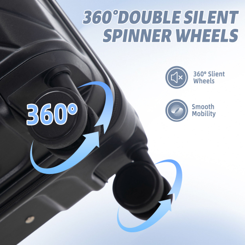 20  24  28  3 Pcs  Set In ABS Spinner Wheel Luggage, Carry On Suitcase, Matching Color, TSA Combination Lock