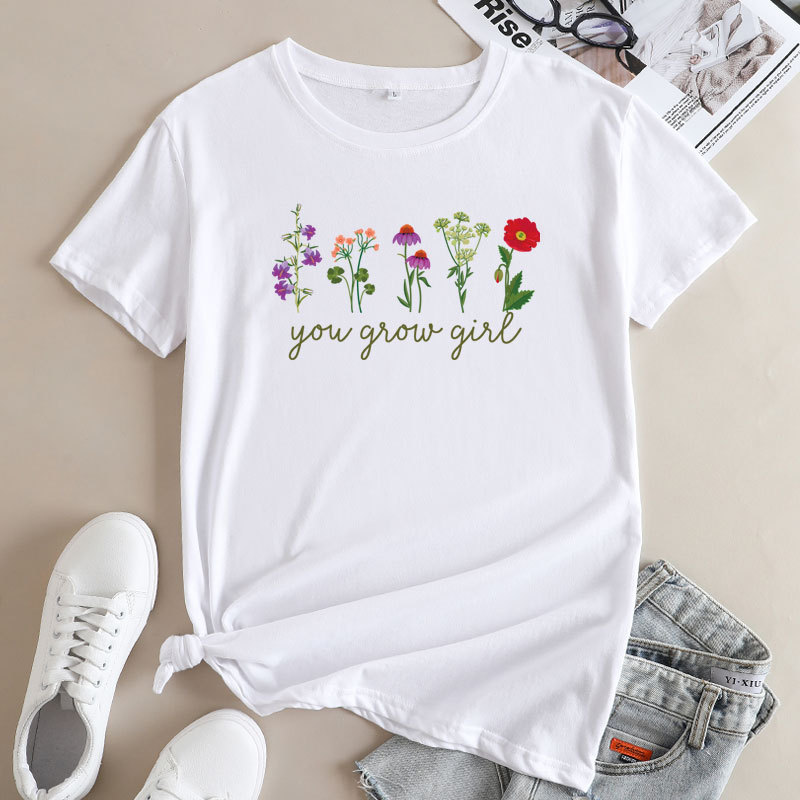 Title 17, T-shirt femme imprimé mode coton col rond manch...