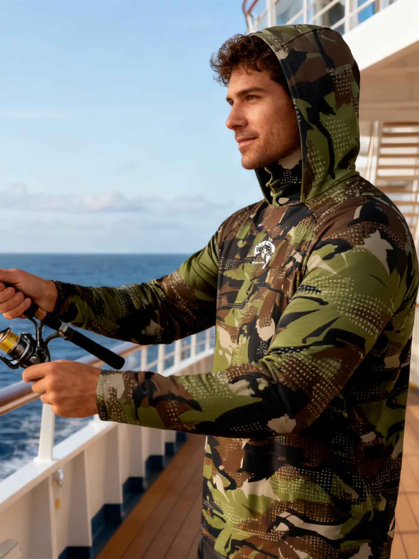 Fishing Hoodie Sailing Shirt Surfing Face Cover Neck Summer Men Long Sleeve Hunting Jersey Camisa De Pesca Performance Fish Gear Beach Tops Wear Climbing Uniform Angling