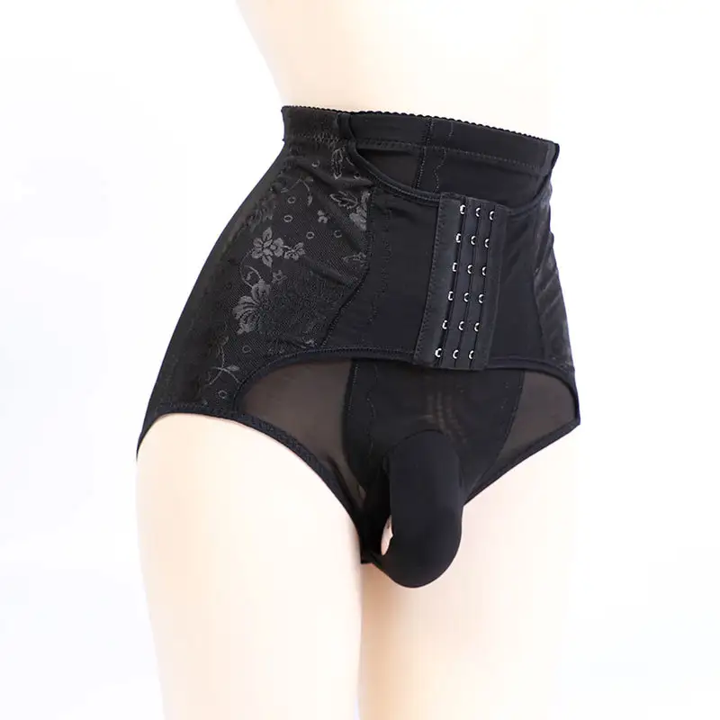 High-waist Mesh Lace Triangle Panties For Body Shaping