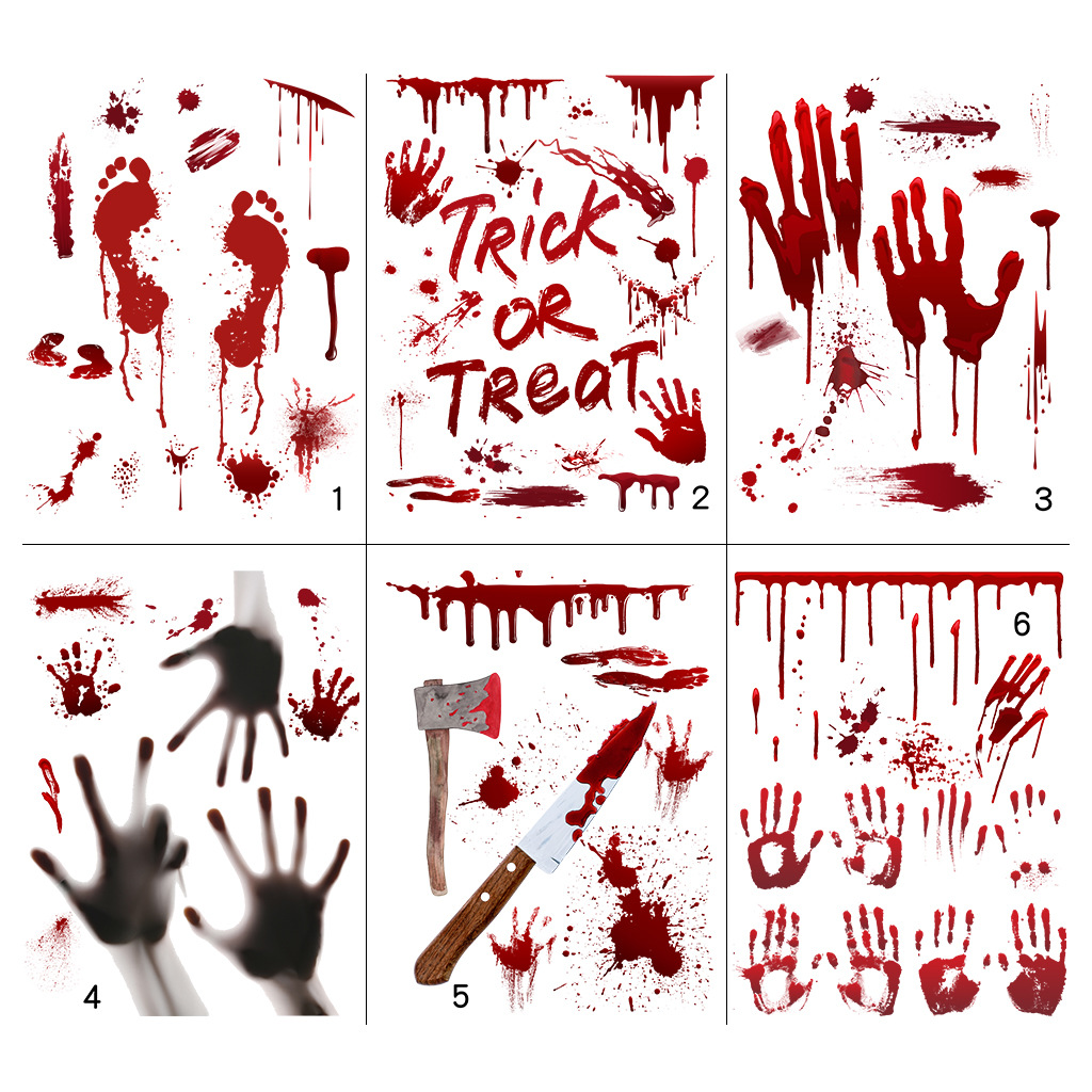 PVC Horror Halloween Wall Sticker (1Style-6PCS)