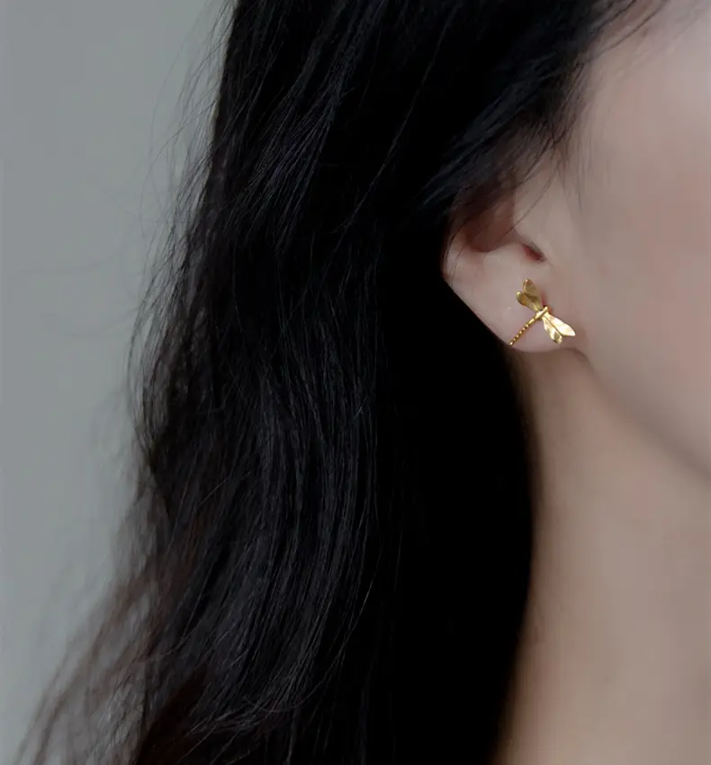 Personality Temperament Simple Natural Stop Dragonfly Stud
