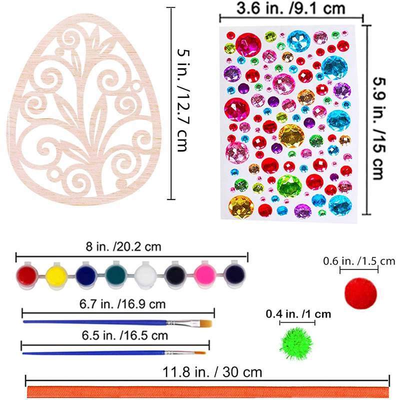 32 Sets Wooden Easter Ornaments Decorations DIY  Craft Kits Assorted Paintable Unfinished Wood Laser Cut Easter Egg Ornaments For Kids Easter Spring Classroom Home Activity Art Project 4