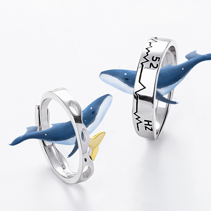 Title 6, Whale Sterling Silver Couple Ring Fashion