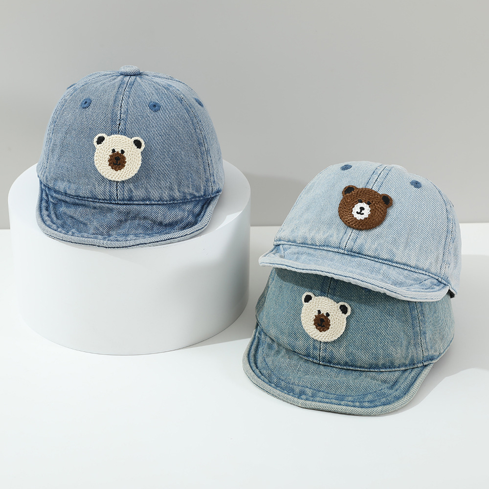 Summer Children's Knit Teddy Bear Applique Floppy Brimmed Cute And Soothing Baby Baseball Cap Suitable For Daily Commuting And Outdoor Wear 6