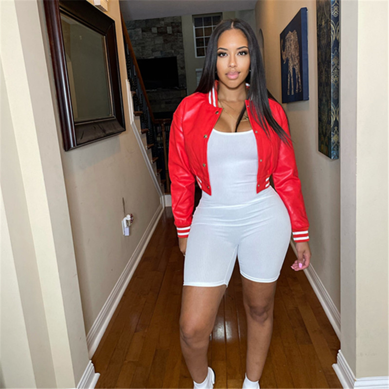 Autumn Women's Windproof Leather Jacket Red - Shop at LoveMi