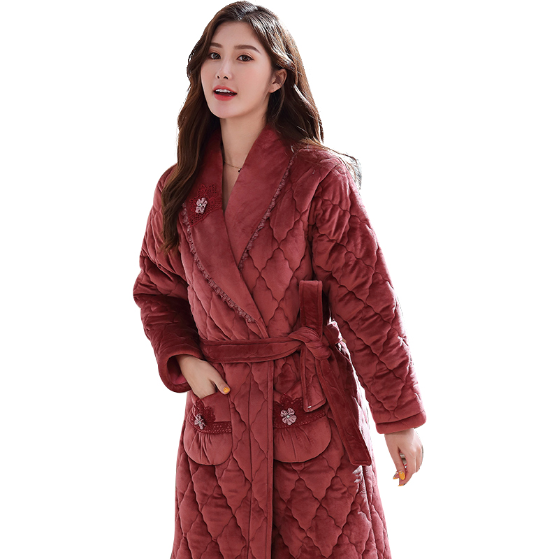 Title 6, Winter Three Layer Quilted Coral Fleece Ladies ...