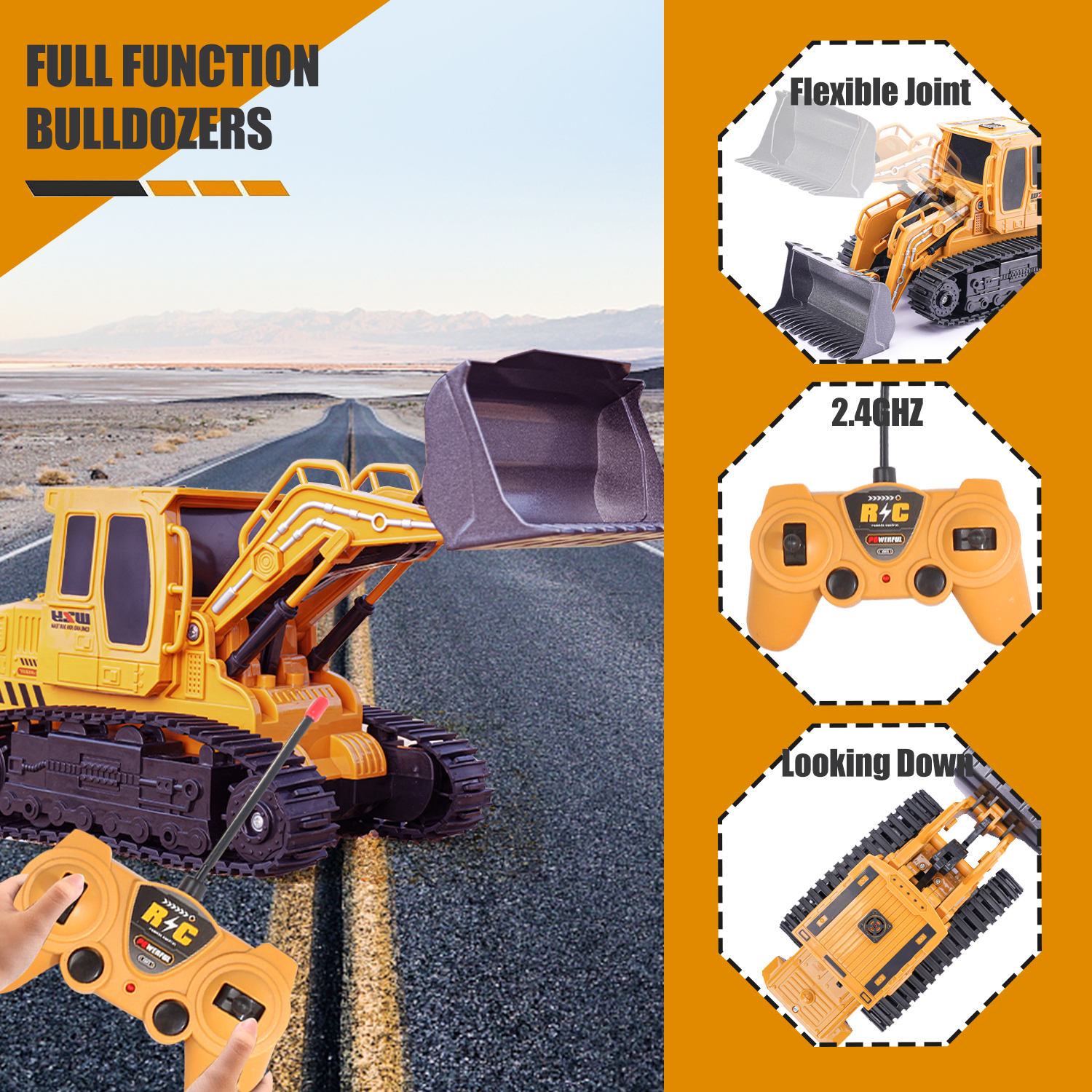 Remote-controlled Engineering Vehicle Toy Bulldozer Excavator Kids Gifts — image 7