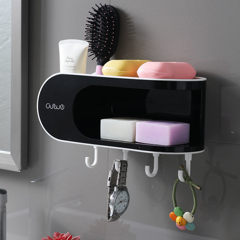 Creative Double-layer Non-perforated Soap Holder, Toilet Wall-mounted Drain Soap Dish