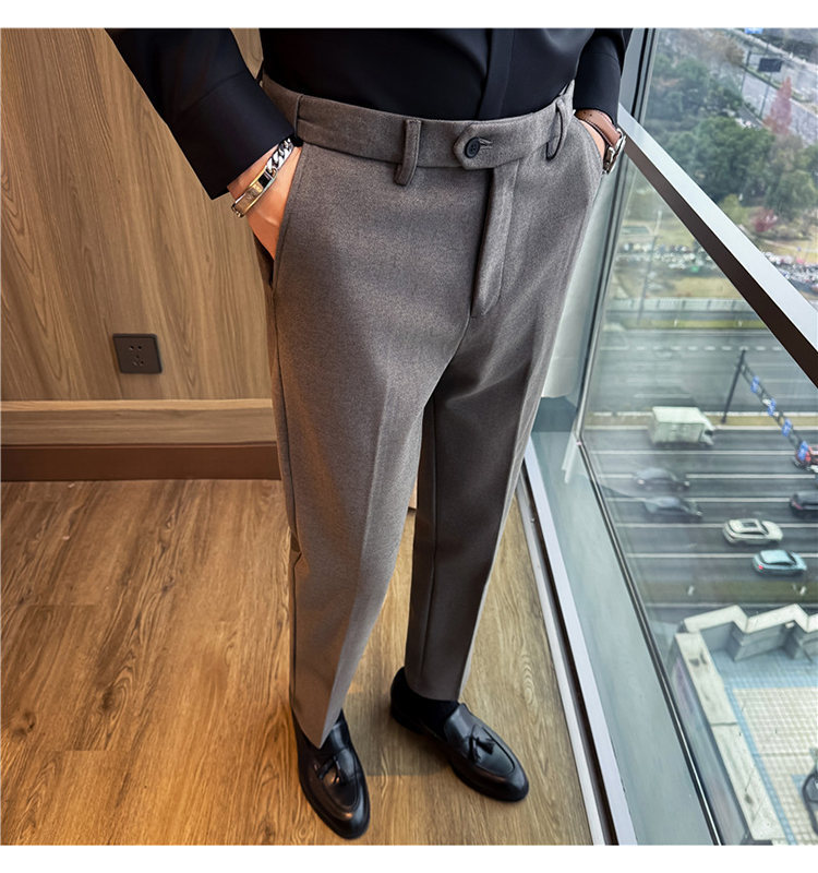 Men's Invisible Elastic Waist Thickened Warm Wool Trousers