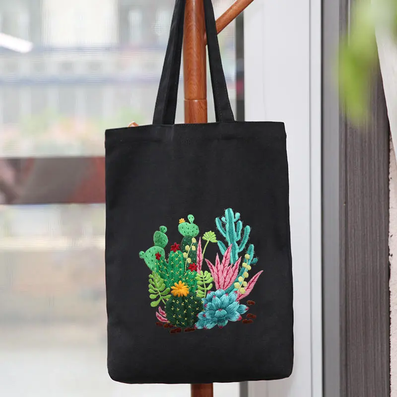 Canvas Bag Embroidered Diy Material Kit - Gold