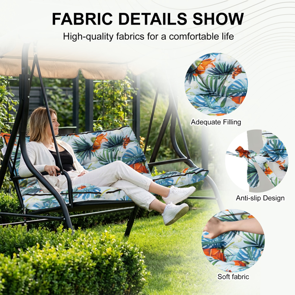 Outdoor Swing Cushions 55Inch,Waterproof 4in Thick Porch Swing Cushion Replacement With Backrest And Ties,Comfortable2-3Seat Pation Swing Pad For Backyard,Garden,Lawn,Outdoor Furniture Qingxin Summer — view 6