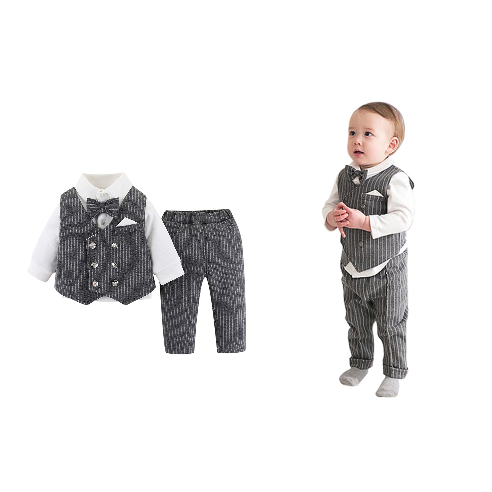 British Style New Flower Girl Boy Three-piece Suit