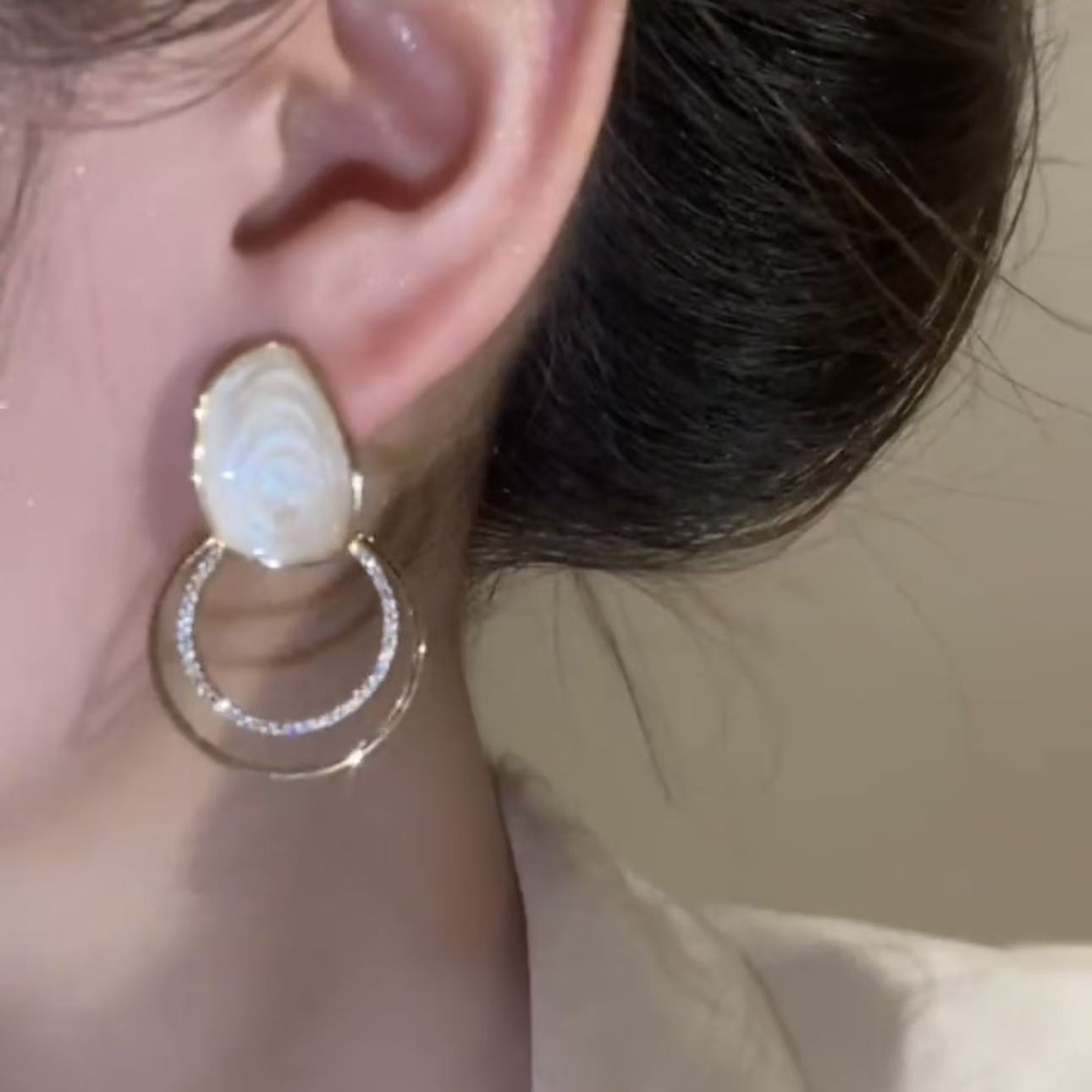 Sparkly Zircon Geometric Loop Drop Earrings