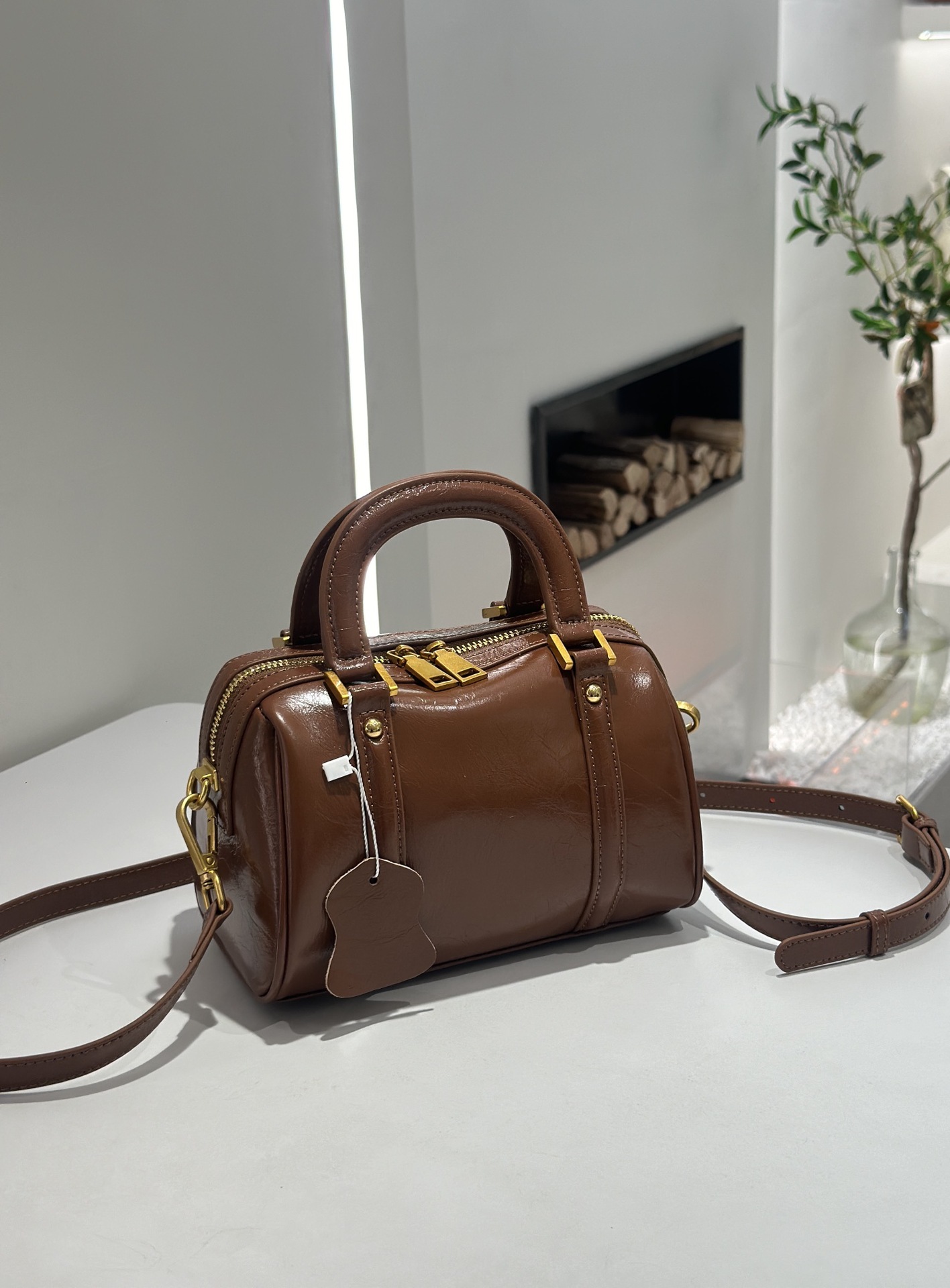 Sac pour femme en cuir véritable, style boston haut de gamme – Image 4