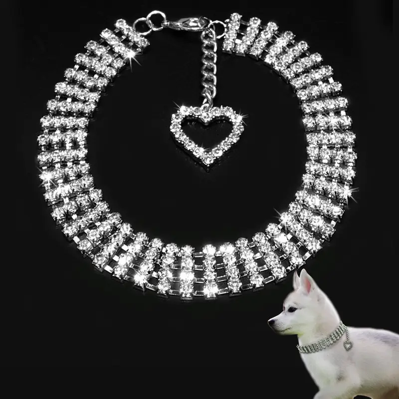 Four-row Rhinestone Pet Collar Dogs And Cats