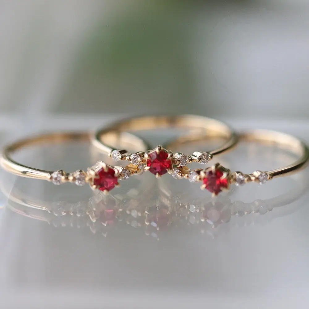 Fashionable Ruby with Diamonds Women's 16k Gold Engagement Wedding