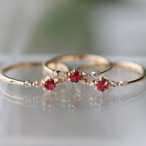 Fashionable Ruby with Diamonds Women's 16k Gold Engagement Wedding