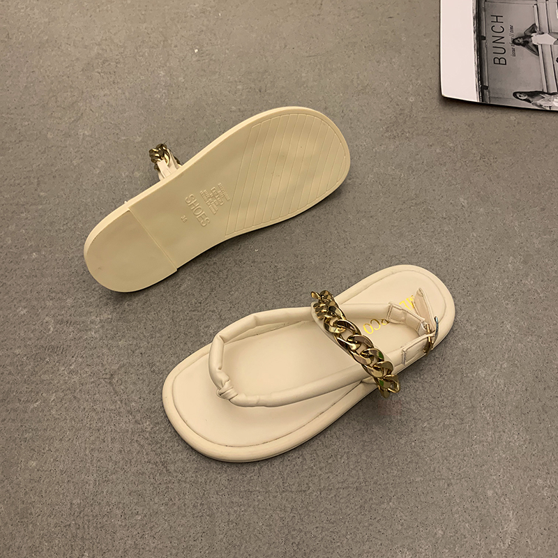 Women's Summer New Style Flat Flip Flops Sandals Beige - Shop at LoveMi