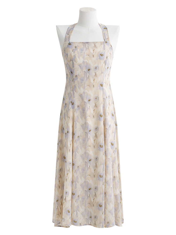 Chiffon Halterneck Open-Back Dress, picture 3 of 5