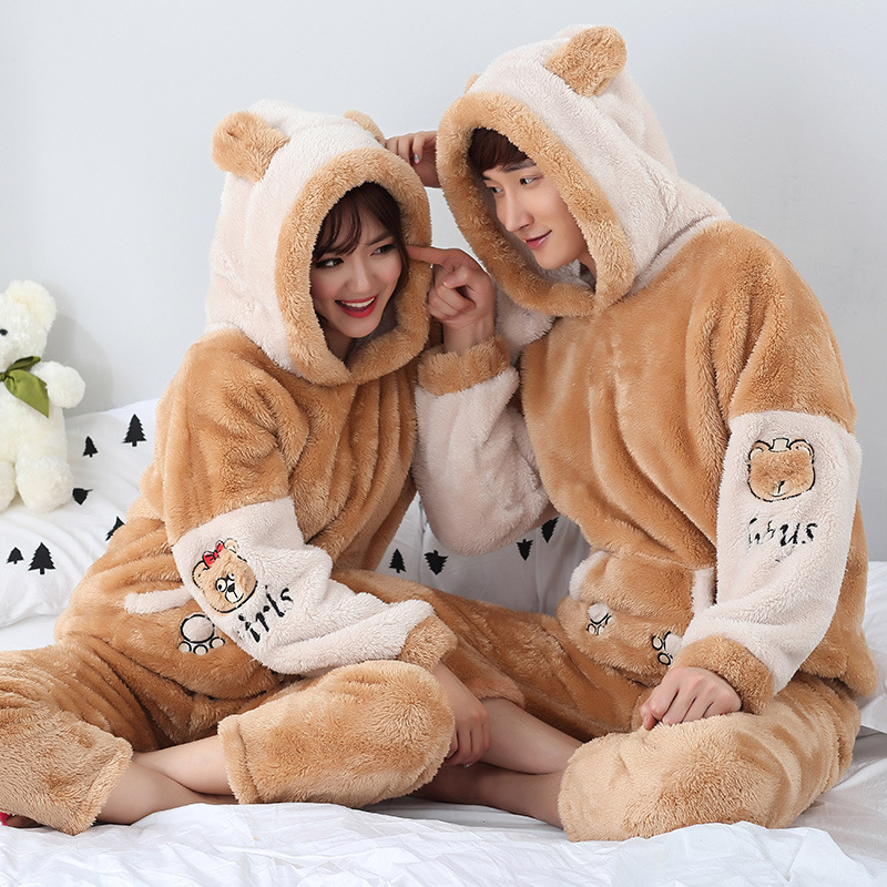 Title 2, Two Pajamas Female Couple Coral Fleece Plus Vel...