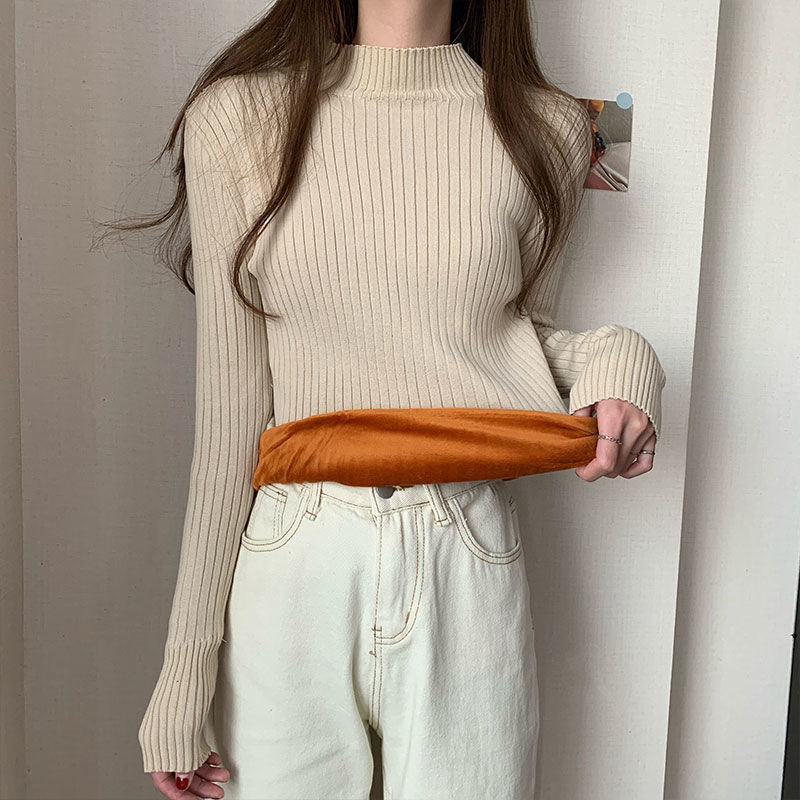 Fleece Thickened Half High Neck Bottoming Sweater