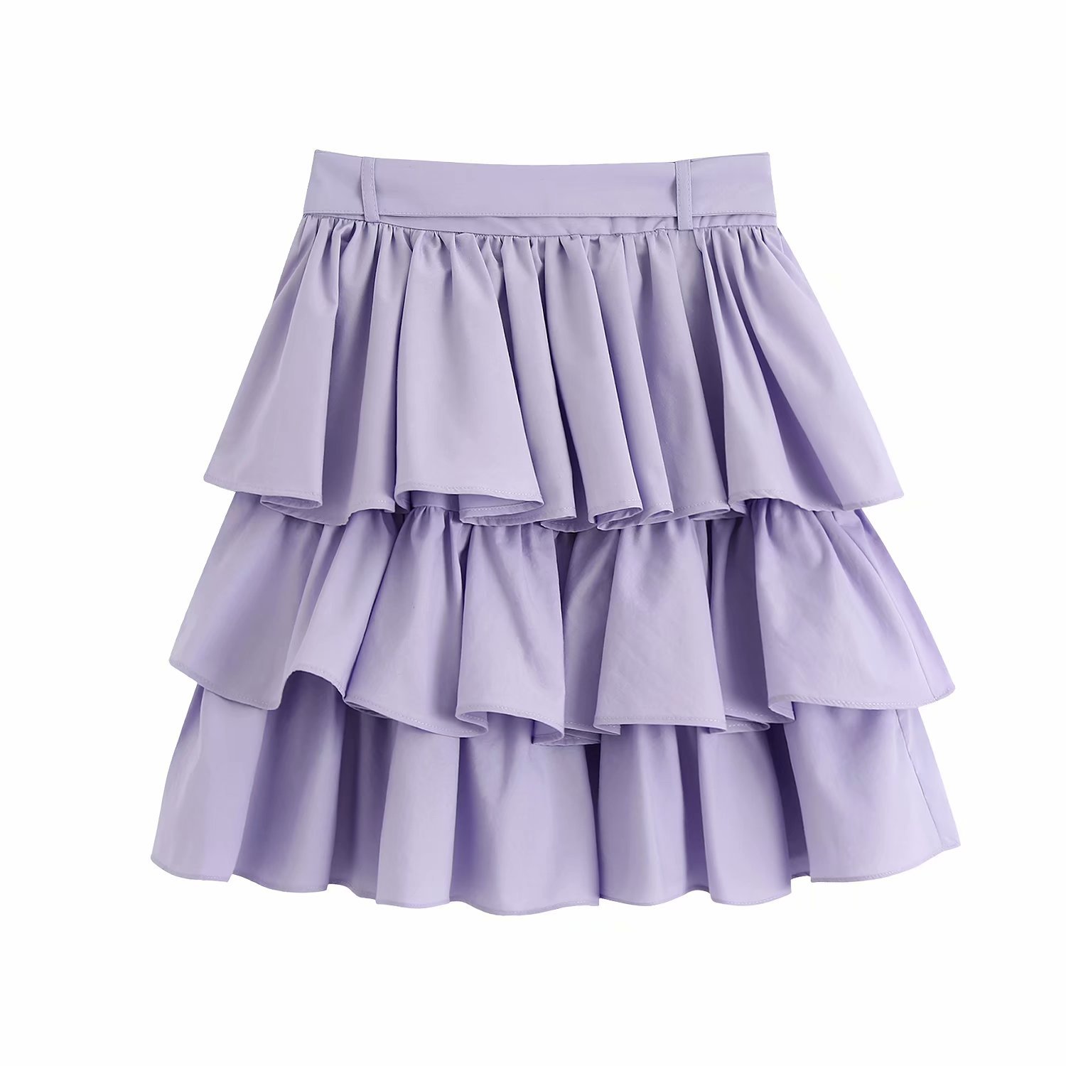 Title 3, Layered mini skirt with belt, creates a stylish...