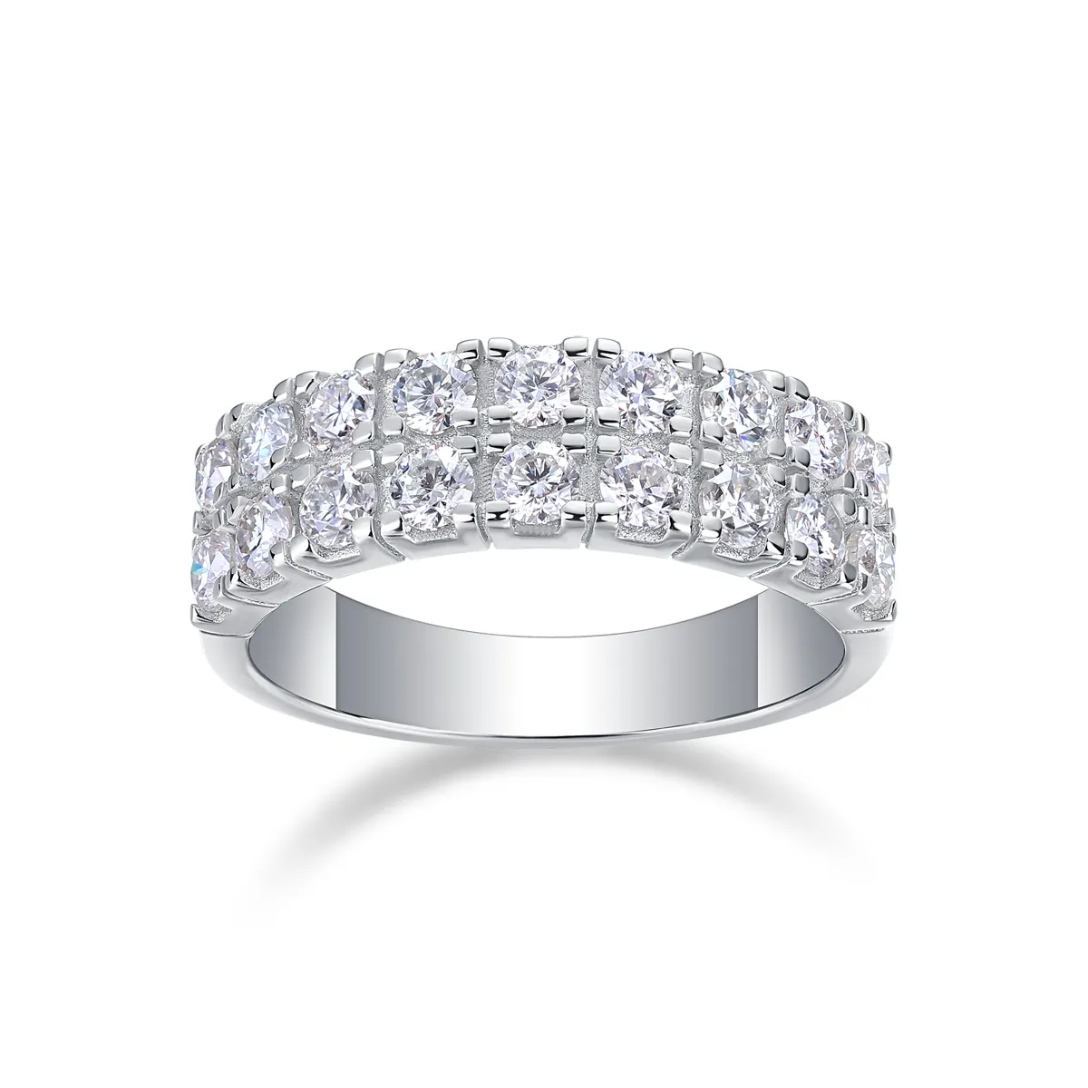 S925 Silver 4.1g Platinum Plated Moissanite Ring