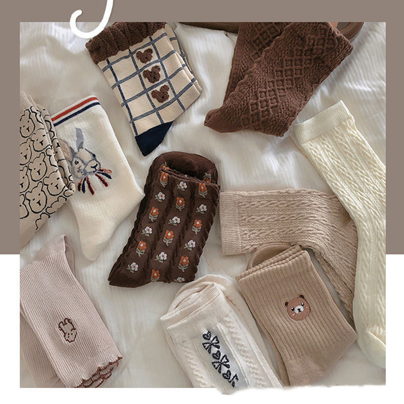 Female Middle Tube Cartoon Literature And Art College Wind Pile Pile Socks