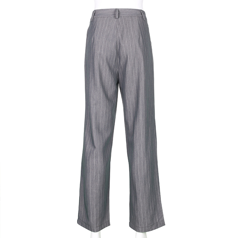 Title 10, High waist loose slimming striped suit pants