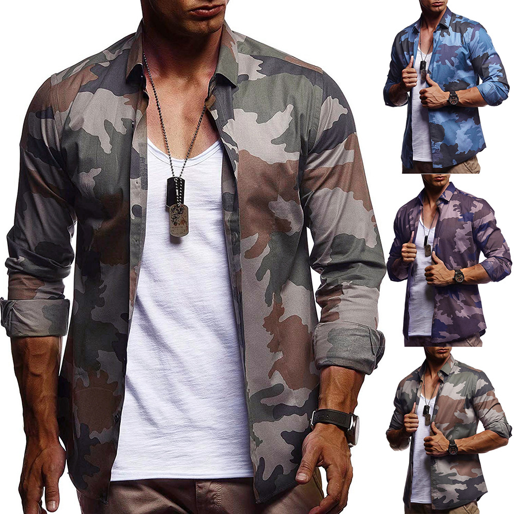 Title 2, Camisa camuflada masculina manga longa