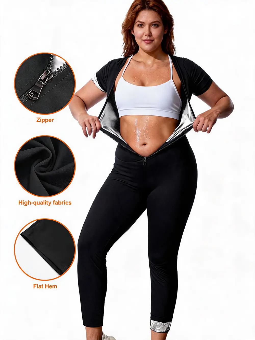 Women's Sauna Suit Short Sleeve Jumpsuit, Sweat