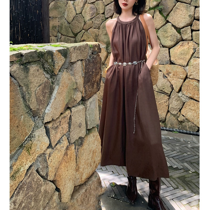 Women's Halter Loose Round Neck Sleeveless Dress