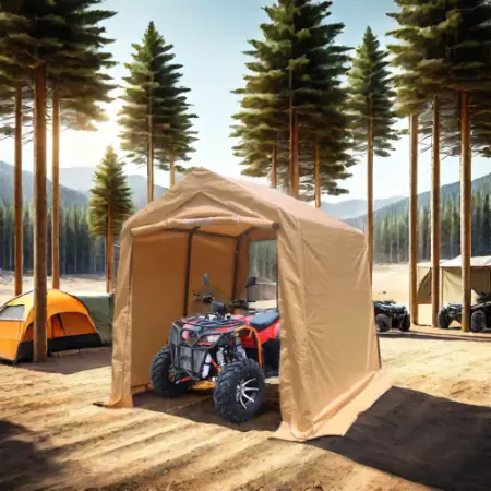 7x12ft Outdoor Portable Gazebo Storage Shelter Shed With 2 Roll Up Zipper Doors & Vents Carport For Motorcycle Waterproof And UV Resistant Anti-Snow Portable Ga
