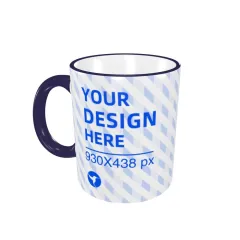 Eco-friendly Ceramic Comfortable Handle Edge Color Mug - Navy Blue - View 1