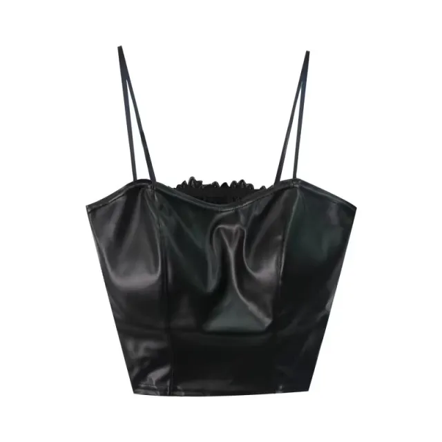 Retro Leather Vest Women Wear Short Stretch Black - Shop at LoveMi