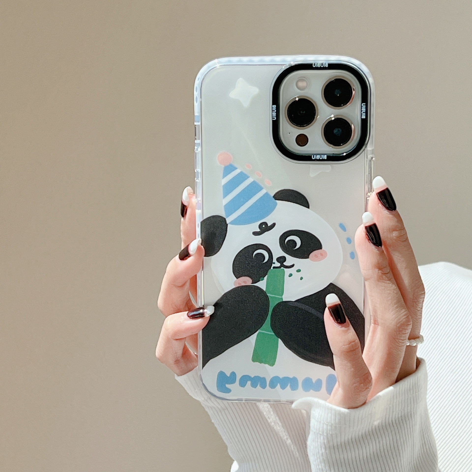 Cute Cartoon Mobile Phone Case Gnawing Bamboo Panda - Image 3