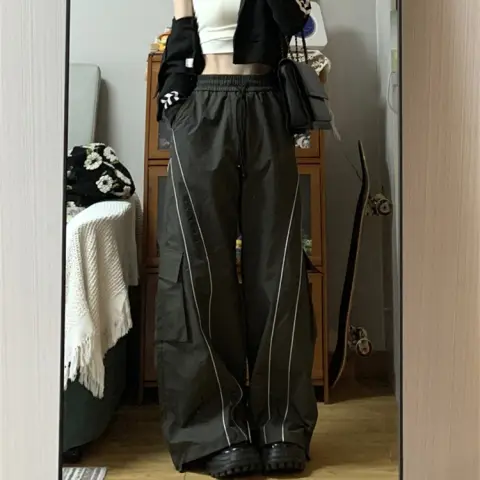 Vintage Cargo Track Pants Women Casual Oversized Y2k Sweatpants