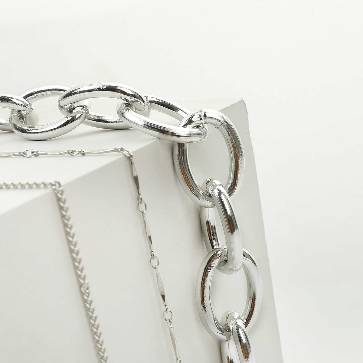 Diamond-studded Lock Shaped Multi Layer Long Necklace