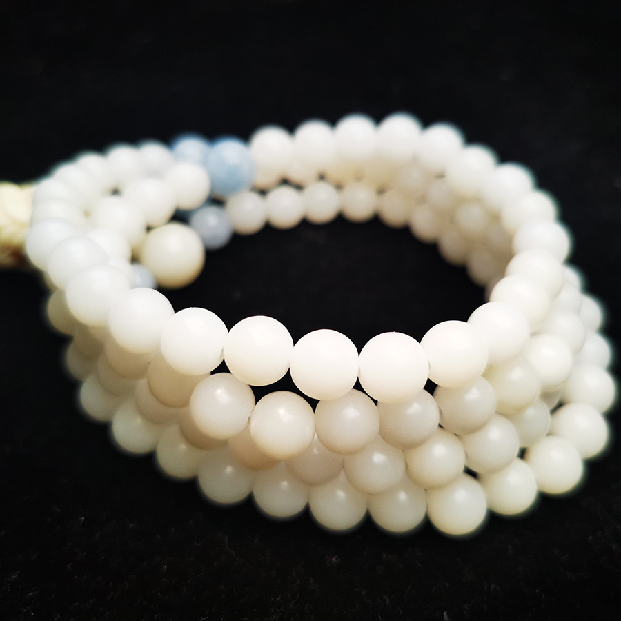 Title 2, Dry Grinding White Jade Bodhi Root Bracelet 108...