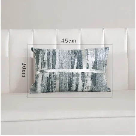 Light Luxury Sofa Cushion Living Room Nordic Velvet Printing Pillow Simple Modern Model Room Pillow Pillowcase Blue Splicing - Shop at LoveMi