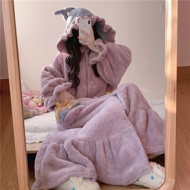 Title 2, Cute Hooded Nightdress Long Loose Fitting House...