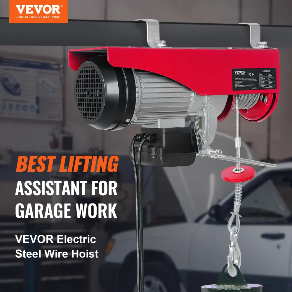 VEVOR 2200 Lbs Attic Lift, 1600W 110V Electric Hoist With 14ft Wired Remote Control, 40ft Single Cable Lifting Height & Pure Copper Motor, For Garage Warehouse Factory