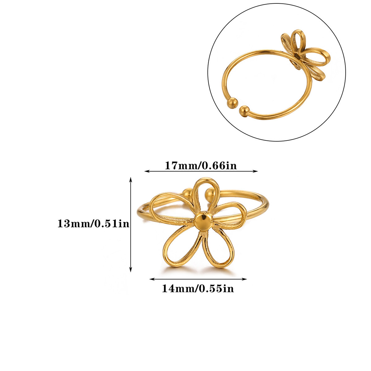 Ins Style Minimalist Stainless Steel Open Ring, Vacuum Plated Cute Mini Luxury Index Finger Jewelry For Women